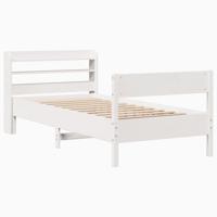 Bedframe zonder matras massief grenenhout wit 140x200 cm - thumbnail