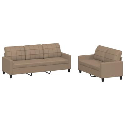 2-delige Loungeset met kussens kunstleer cappuccino - thumbnail