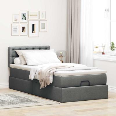Ottoman bed met matras en LED's 100x200cm stof donkergrijs