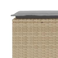 Tuinbank met kussen 110x40x44 cm poly rattan beige - thumbnail