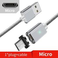 2 stks ESSAGER smartphone snel opladen en gegevensoverdracht magnetische kabel kleur: zilver micro kabel (1M) - thumbnail