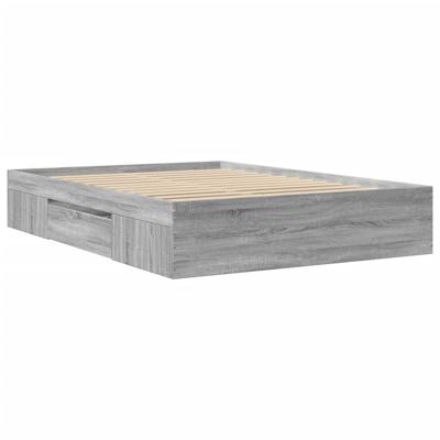 Bedframe bewerkt hout grijs sonoma eikenkleurig 135x190 cm