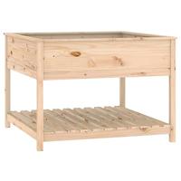 VidaXL Plantenbak met schap 111,5x111,5x81 cm massief grenenhout - thumbnail