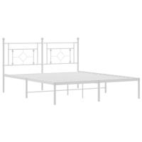 Bedframe met hoofdbord metaal wit 160x200 cm - thumbnail