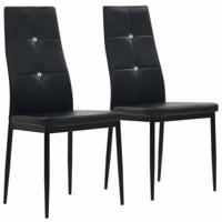 Eetkamerstoelen 2 st kunstleer zwart - thumbnail