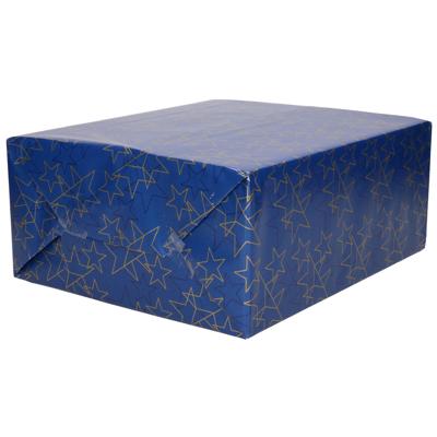 1x Rollen Kerst Cadeaupapier/inpakpapier Blauw Met Gouden Sterren 200 X 70 Cm - Cadeaupapier 1x Rollen Kerst Cadeaupapier/inpakpapier Blauw Met Gouden Sterren 200 X 70 Cm - Cadeaupapier