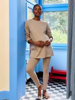 2-delige zwangerschapspyjama taupe - thumbnail