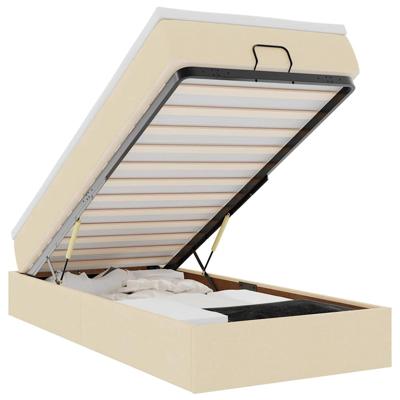 Ottoman bed met matras 90x190cm stof crèmekleurig