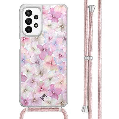 Samsung Galaxy A23 hoesje met koord - Floral hortensia Samsung Galaxy A23 hoesje met koord - Floral hortensia