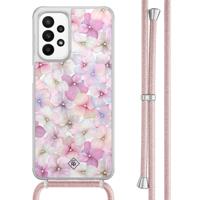 Samsung Galaxy A23 hoesje met koord - Floral hortensia - thumbnail