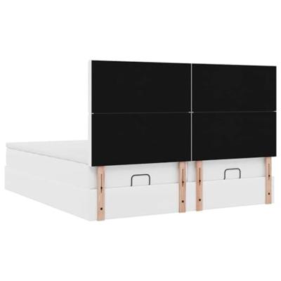 Ottoman bed met matrassen 160x200cm kunstleer zuiver wit