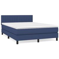 Boxspring met matras stof blauw 140x200 cm - thumbnail