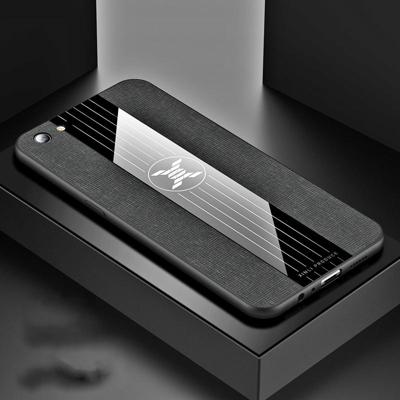 Voor OPPO R9S XINLI stiksels doek Textue schokbestendig TPU beschermhoes (zwart)