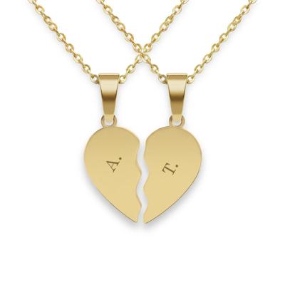 Gebroken hart ketting graveren - Goud