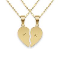Gebroken hart ketting graveren - Goud - thumbnail