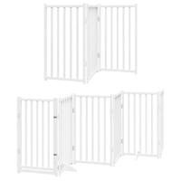 Hondenhek inklapbaar met deur 9 panelen 450 cm populierhout wit - thumbnail