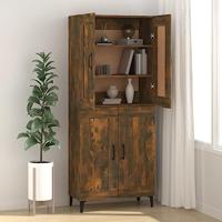 Dressoir 69,5x34x90 cm bewerkt hout gerookt eikenkleurig - thumbnail