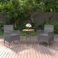 3-delige Tuinset poly rattan grijs - thumbnail