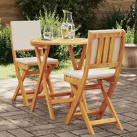 Bistroset met kussen 3 pcs Olie naturel Massief Acaciahout - thumbnail