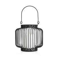 LED Lantaarn basket met LED kaars voor binnen en buiten - Draadloos op batterijen - Zwart - thumbnail