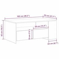 Salontafel with Drawer Oud hout 102 x 55 x 43.5 cm Bewerkt hout - thumbnail