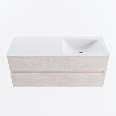 MONDIAZ VICA 120cm badmeubel onderkast Underlayment 2 lades. Wastafel CLOUD rechts 1 kraangat, kleur Talc.