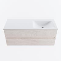 MONDIAZ VICA 120cm badmeubel onderkast Underlayment 2 lades. Wastafel CLOUD rechts 1 kraangat, kleur Talc. - thumbnail