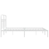 Bedframe met hoofdbord metaal wit 135x190 cm - thumbnail