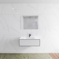 Badkamermeubelset Mondiaz LAGOM 90 cm met Gecentreerde Wastafel Solid Surface Met 1 Kraangat Mat Wit (1 lade) - thumbnail