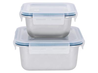 SILVERCREST Rvs vershoudbakjes (Vierkant, Blauw)