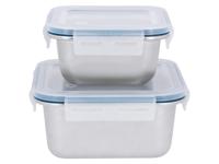 SILVERCREST Rvs vershoudbakjes (Vierkant, Blauw) - thumbnail