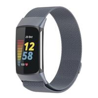 By Qubix - Milanese bandje - Grijs - Compatible met Compatible met Fitbit Charge 5 - Compatible fitbit bandje - thumbnail