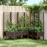Plantenbak met latwerk 160x120x142 cm polypropeen bruin - thumbnail