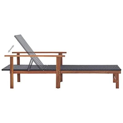 Ligbed poly rattan en massief acaciahout zwart Ligbed poly rattan en massief acaciahout zwart