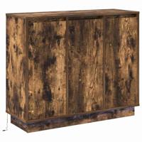 LED Sideboard Gerookt eiken 90 x 32 x 75 cm Bewerkt hout - thumbnail