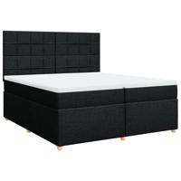 Boxspring met matras stof zwart 200x200 cm - thumbnail