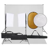 Fotostudioset met verlichtingsset, achtergrond en reflector - thumbnail