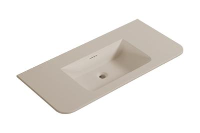 Wastafel Wiesbaden Laro 100x48x1,5 cm Zonder Kraangat Ronde Hoeken Solid Surface Beige
