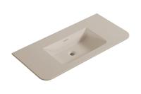 Wastafel Wiesbaden Laro 100x48x1,5 cm Zonder Kraangat Ronde Hoeken Solid Surface Beige - thumbnail