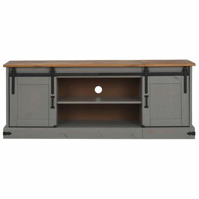 Tv-meubel HALDEN 2 schuifdeuren 150x40x60 cm massief hout grijs