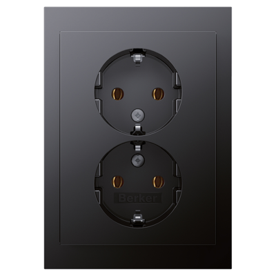 Berker K1 Contactdoos | Inbouw | 2-voudig | Randaarde | Antraciet - 66.022.51