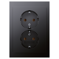 Berker K1 Contactdoos | Inbouw | 2-voudig | Randaarde | Antraciet - 66.022.51 - thumbnail
