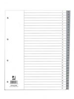 Q-CONNECT tabbladen, A4, PP, 11-gaatspeforatie, met indexblad, set van 1-31, 31 tabs, grijs - thumbnail