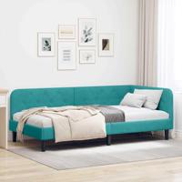 Hoekbedframe met hoofdeinde Turquoise 90 x 190 cm Fluweel - thumbnail