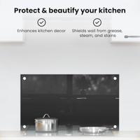 VidaXL Keuken achterwand zwart 70 x 40 cm gehard glas - thumbnail