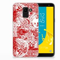 Silicone Back Case Samsung Galaxy J6 2018 Angel Skull Rood - thumbnail