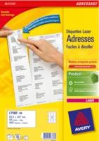 Avery L7160, Adresetiketten, Laser, Ultragrip, wit, 40 vellen, 21 per vel, 63,5 x 38,1 mm - thumbnail