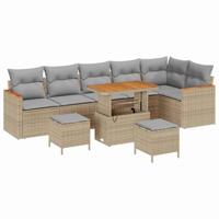 Tuinbankenset 9 pcs Beige poly rattan - thumbnail