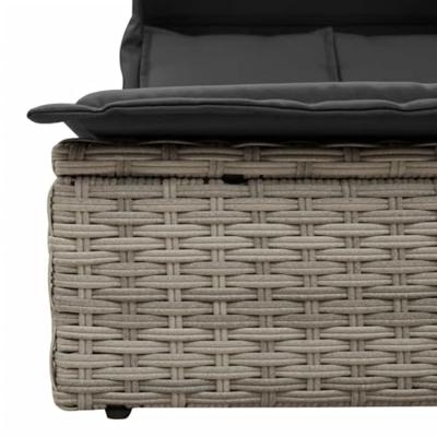Ligbed 2-persoons met luifel en kussens poly rattan lichtgrijs Ligbed 2-persoons met luifel en kussens poly rattan lichtgrijs