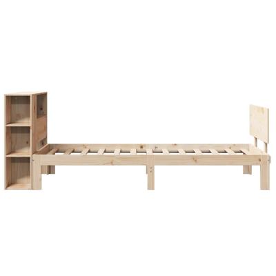 Bed met boekenkast zonder matras massief grenenhout 100x200 cm